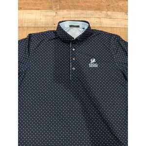 Men's Grayson Wolf head Print Blue Polo Sz XL All Over Print Golf 2820